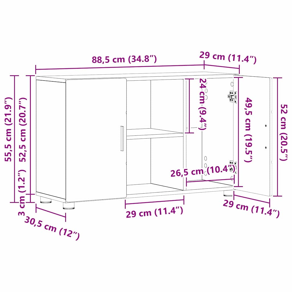 Servírovací Skříň Florin 88,5 X 30,5 X 55,5 Cm Betonově Šedá