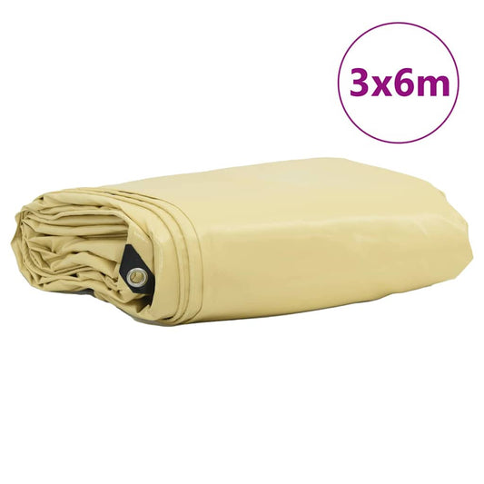 Plachta 650G / M² Béžová 3 X 6 M Plátno S Pvc Povrchovou Úpravou