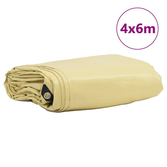 Plachta 650G / M² Béžová 4 X 6 M Plátno S Pvc Povrchovou Úpravou