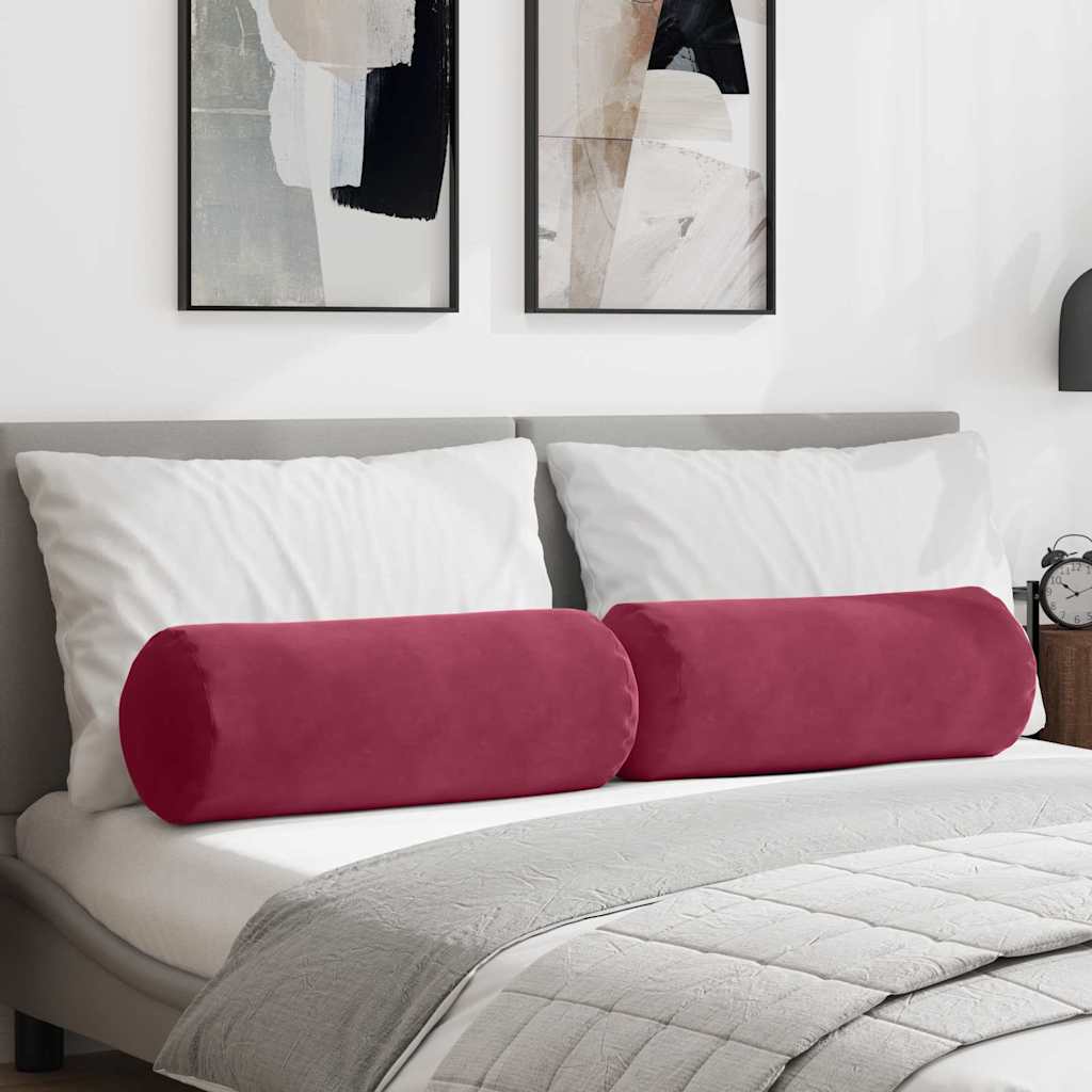 Polštáře 2 Pcs Ø 15 X 40 Cm Žebrovaná Látka