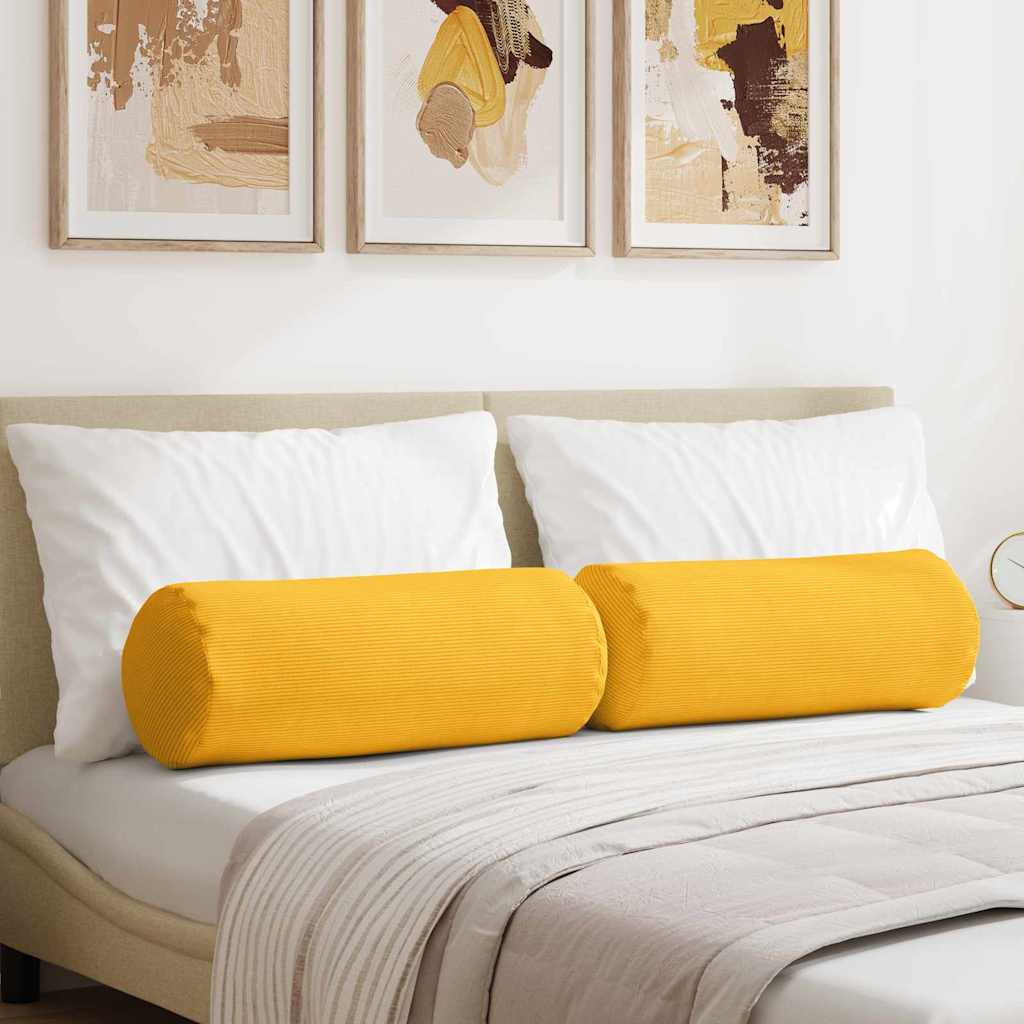 Polštáře 2 Pcs Ø 15 X 40 Cm Žebrovaná Látka
