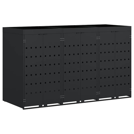 Úložný Box Na 3 Popelnice Černá 204 X 77,5 X 121,5 Cm