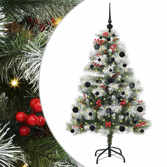 Umělý Vánoční Stromeček Zelená A Bílá 150 Cm Pvc, Kov A Plast