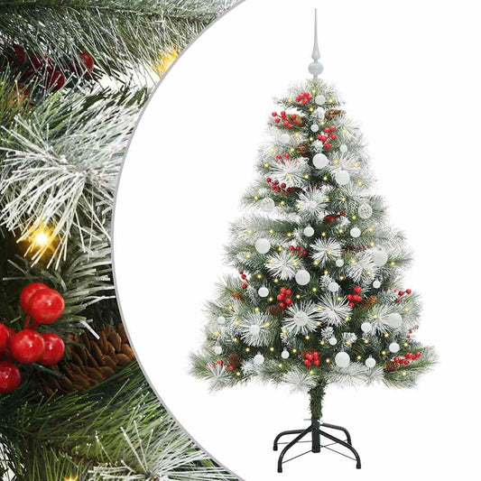 Umělý Vánoční Stromeček Zelená A Bílá 150 Cm Pvc, Kov A Plast