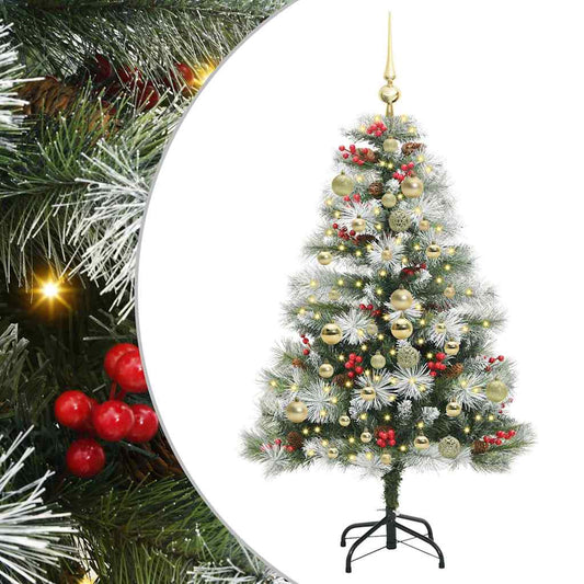 Umělý Vánoční Stromeček Zelená A Bílá 150 Cm Pvc, Kov A Plast