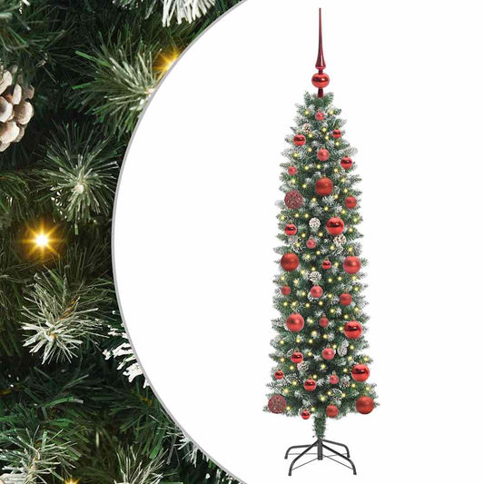 Umělý Štíhlý Vánoční Strom S Stojanem Zelená A Bílá 120 Cm