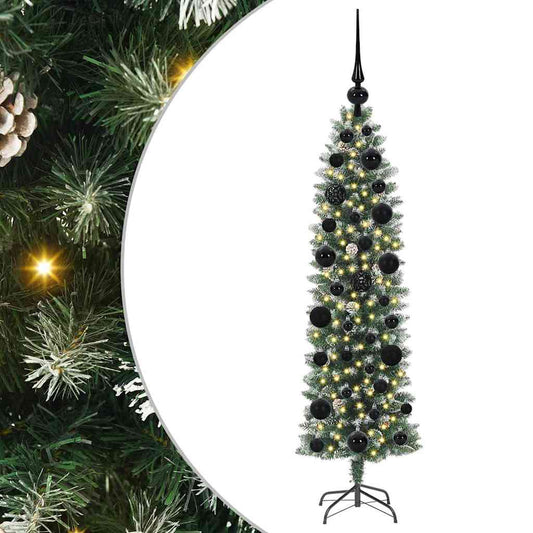 Umělý Štíhlý Vánoční Strom S Stojanem Zelená A Bílá 120 Cm