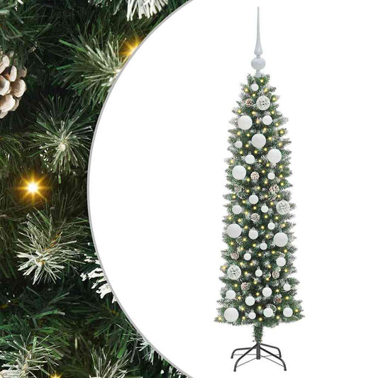 Umělý Štíhlý Vánoční Strom S Stojanem Zelená A Bílá 120 Cm