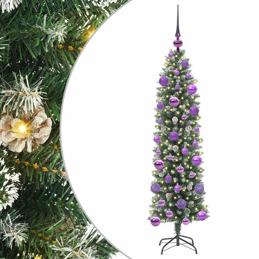 Umělý Štíhlý Vánoční Strom S Stojanem Zelená A Bílá 120 Cm