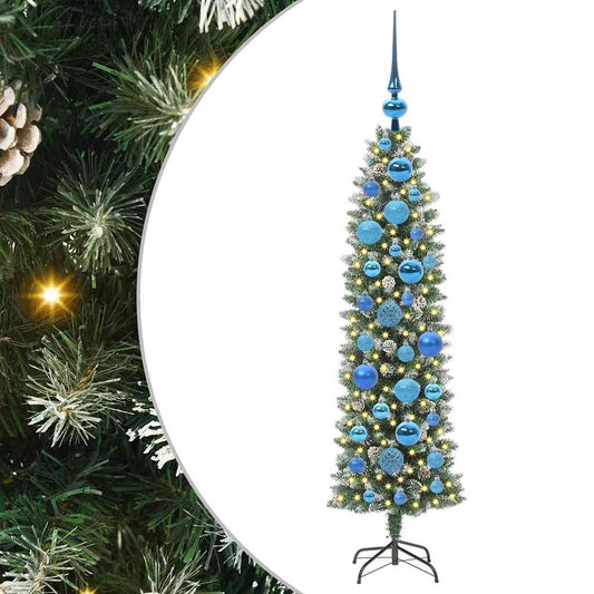 Umělý Štíhlý Vánoční Strom S Stojanem Zelená A Bílá 120 Cm
