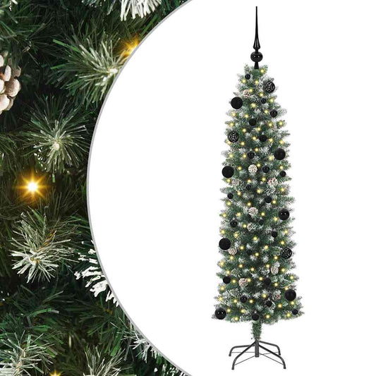 Umělý Štíhlý Vánoční Strom S Stojanem Zelená A Bílá 150 Cm