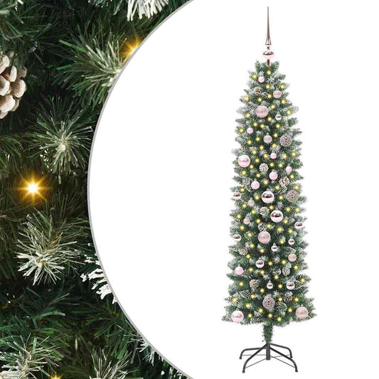 Umělý Štíhlý Vánoční Strom S Stojanem Zelená A Bílá 150 Cm