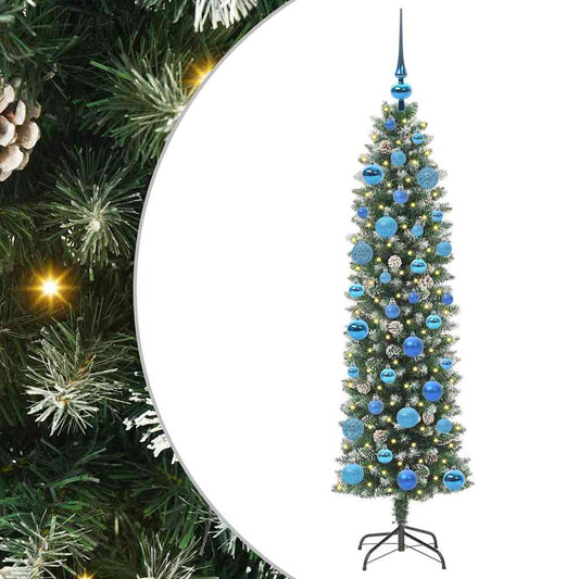 Umělý Štíhlý Vánoční Strom S Stojanem Zelená A Bílá 150 Cm