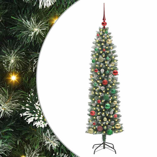 Umělý Štíhlý Vánoční Strom S Stojanem Zelená A Bílá 150 Cm