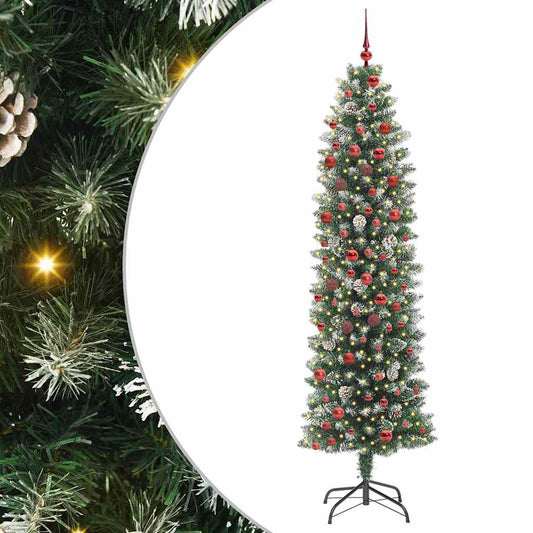 Umělý Štíhlý Vánoční Strom S Stojanem Zelená A Bílá 210 Cm