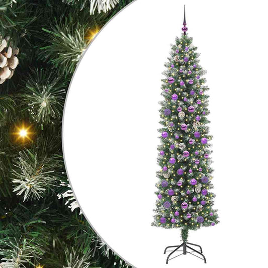 Umělý Štíhlý Vánoční Strom S Stojanem Zelená A Bílá 210 Cm