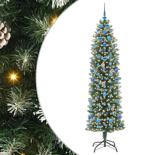 Umělý Štíhlý Vánoční Strom S Stojanem Zelená A Bílá 210 Cm