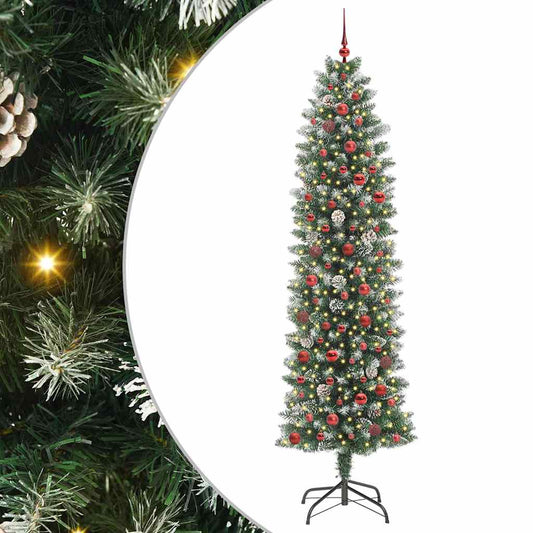 Umělý Štíhlý Vánoční Strom S Stojanem Zelená A Bílá 240 Cm