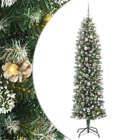 Umělý Štíhlý Vánoční Strom S Stojanem Zelená A Bílá 240 Cm