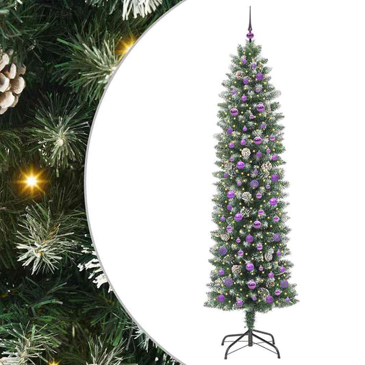 Umělý Štíhlý Vánoční Strom S Stojanem Zelená A Bílá 240 Cm