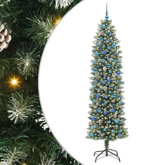 Umělý Štíhlý Vánoční Strom S Stojanem Zelená A Bílá 240 Cm