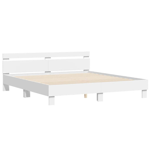 Rám Postele S Led Pásky Bílá 193 X 203 Cm Kompozitní Dřevo