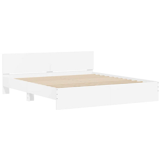 Rám Postele Nástěnný S Čelo Bílá 193 X 203 Cm Kompozitní Dřevo