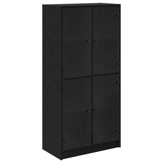 Vysoký Bufet Černý Dub 68 X 37 X 142 Cm Kompozitní Dřevo