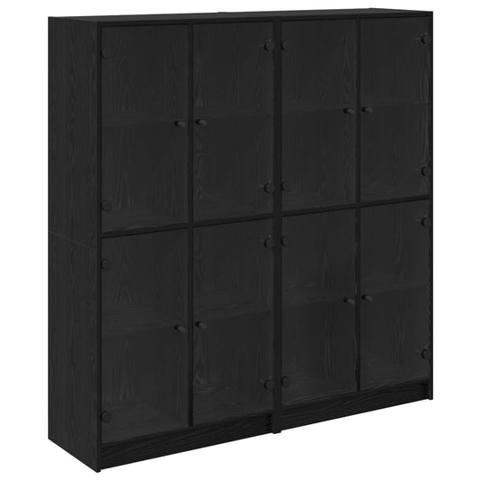 Vysoký Bufet 2 Ks Černý Dub 68 X 37 X 142 Cm Kompozitní Dřevo