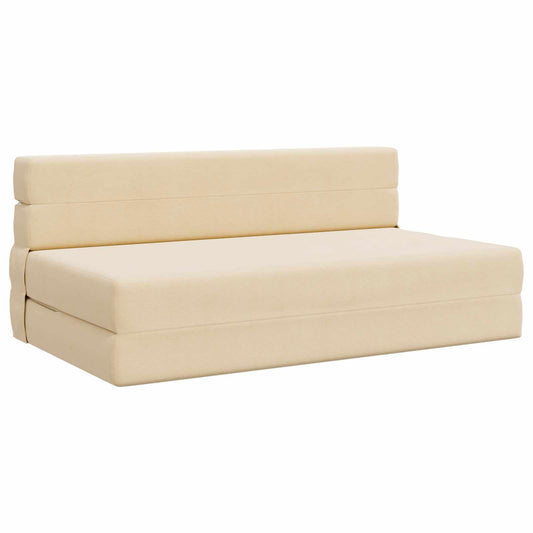 Skládací Pohovka Postel Krémová 152 X 86,5 X 60 Cm Textil