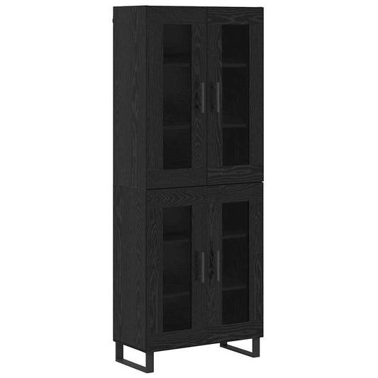 Vysoký Bufet 2 Ks Černý Dub 69,5 X 34 X 180 Cm Kompozitní Dřevo