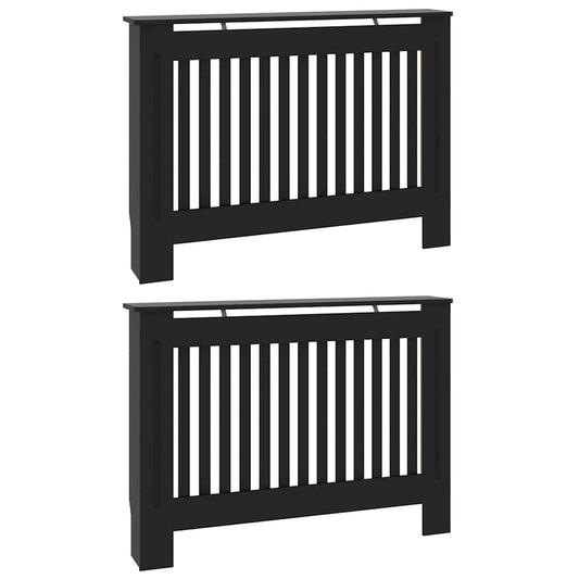 Kryt Radiátoru 2 Pcs Černá 112 X 19 X 81,5 Cm Kompozitní Dřevo