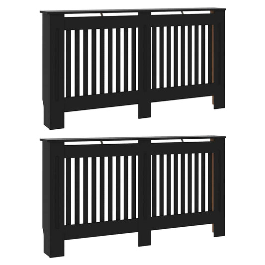 Kryt Radiátoru 2 Pcs Černá 152 X 19 X 81,5 Cm Kompozitní Dřevo