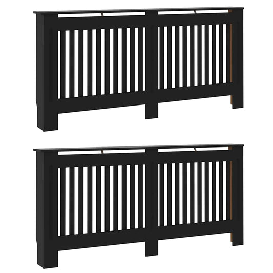 Kryt Radiátoru 2 Pcs Černá 172 X 19 X 81,5 Cm Kompozitní Dřevo