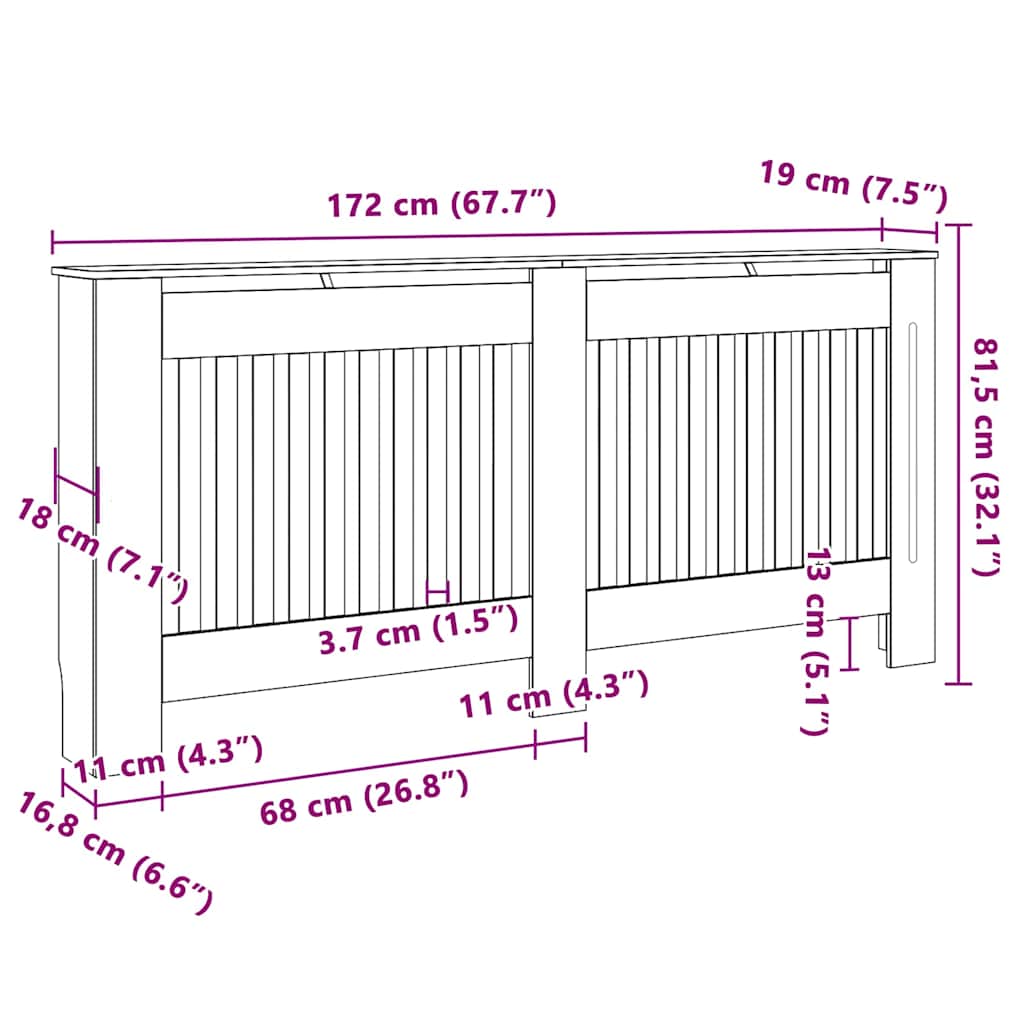 Kryt Radiátoru 2 Pcs Dub Sonoma 172 X 19 X 81,5 Cm