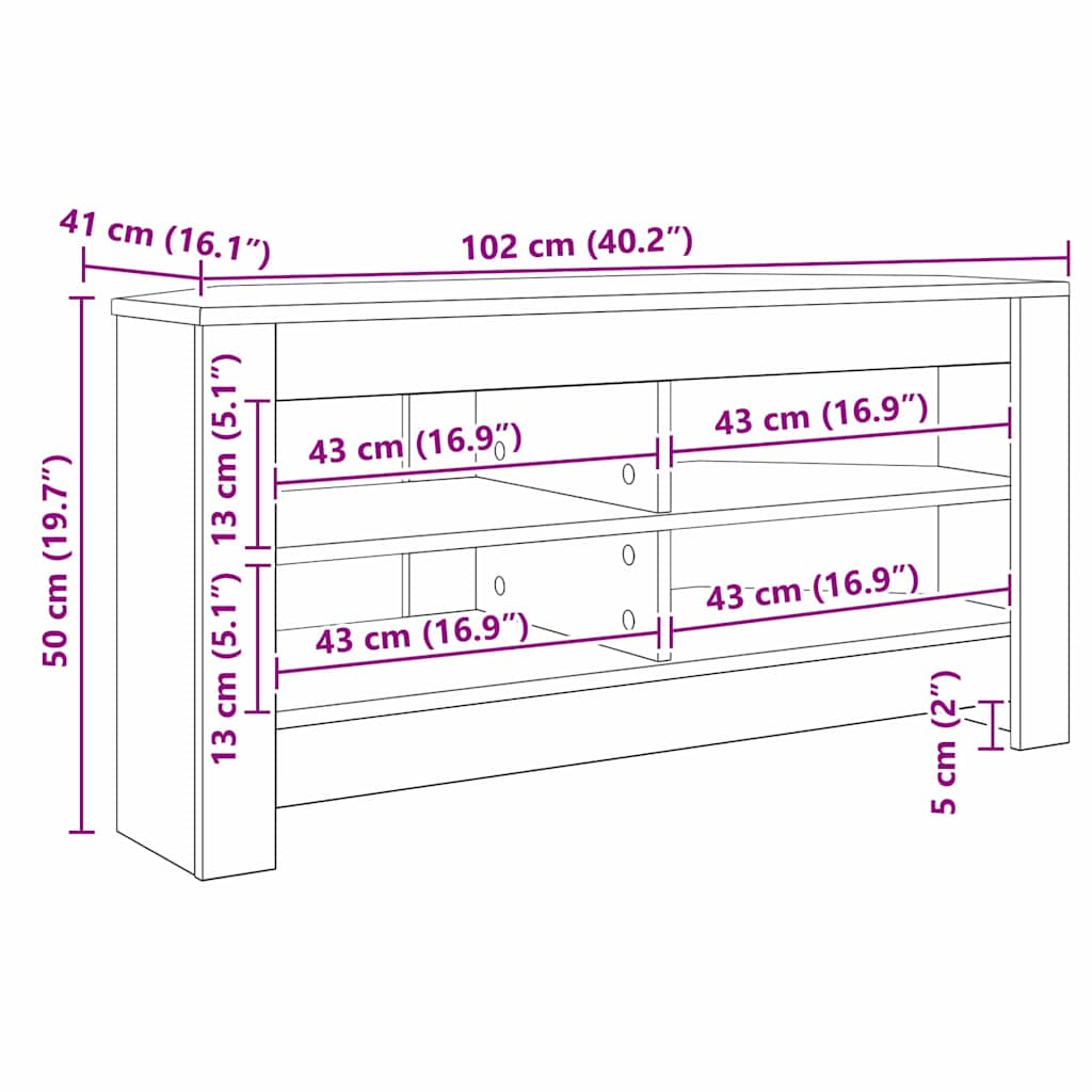 Rohováskříňnatv 102 X 40,5 X 45 Cm Sonoma Dub Kompozitní Dřevo