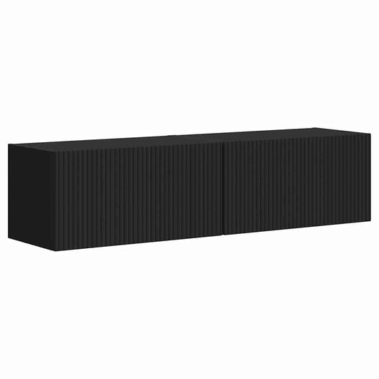 Tv Wall Cabinet 2 Pcs Černá Kompozitní Dřevo