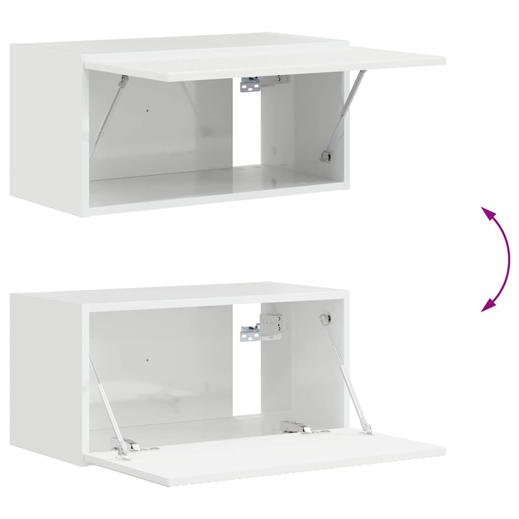 Tv Wall Cabinet 2 Pcs Lesklá Bílá Kompozitní Dřevo