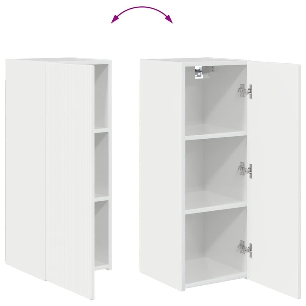 Tv Wall Cabinet 30 X 31 X 80 Cm Lesklá Bílá Kompozitní Dřevo