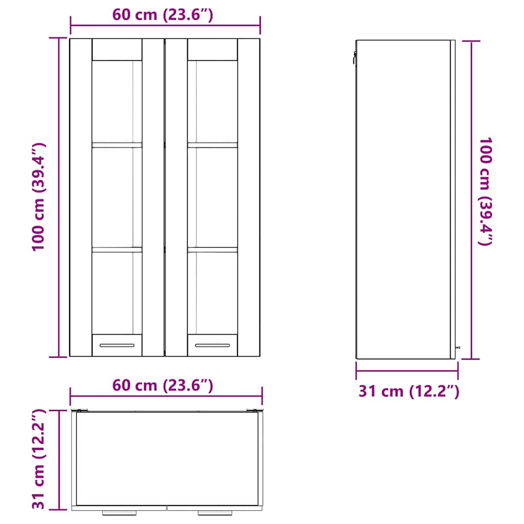 Závěsná Skříňka Staré Dřevo 60 X 31 X 100 Cm Kompozitní Dřevo