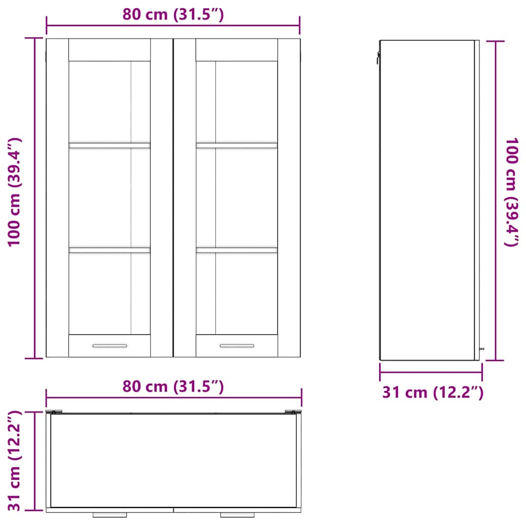 Závěsná Skříňka Staré Dřevo 80 X 31 X 100 Cm Kompozitní Dřevo