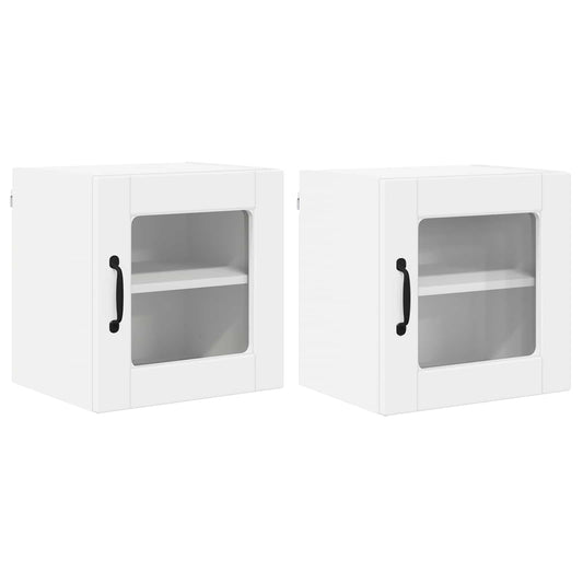 Nástěnná Skleněná Skříň Porto 2 Pcs Bílá Kompozitní Dřevo
