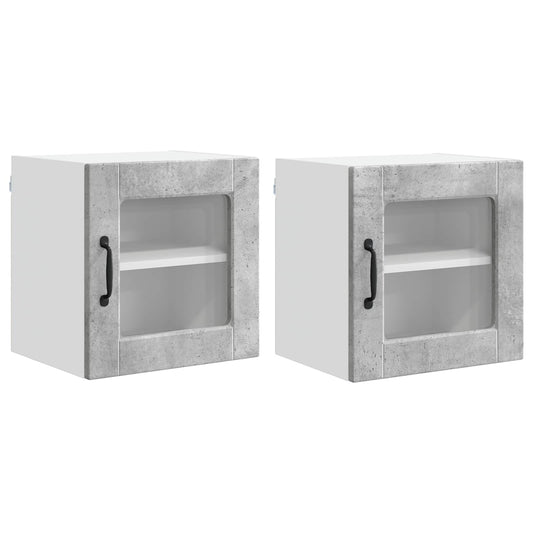Nástěnná Skleněná Skříň Porto 2 Pcs Betonově Šedá