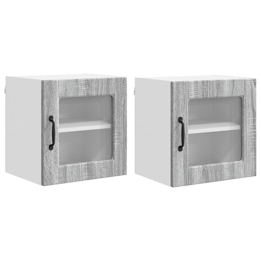 Nástěnná Skleněná Skříň Porto 2 Pcs Šedá Sonoma