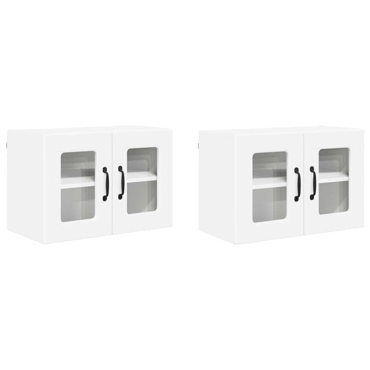 Nástěnná Skleněná Skříň Porto 2 Pcs Bílá Kompozitní Dřevo