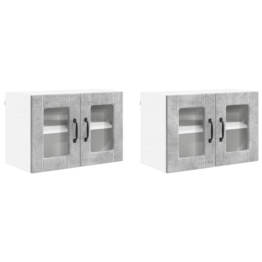 Nástěnná Skleněná Skříň Porto 2 Pcs Betonově Šedá
