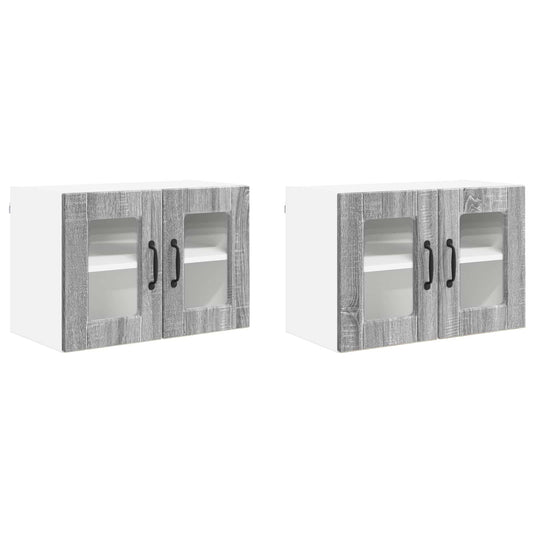 Nástěnná Skleněná Skříň Porto 2 Pcs Šedá Sonoma
