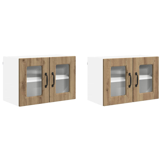 Nástěnná Skleněná Skříň Porto 2 Pcs Artisanový Dub