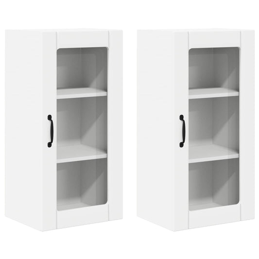 Nástěnná Skleněná Skříň Porto 2 Pcs Bílá Kompozitní Dřevo