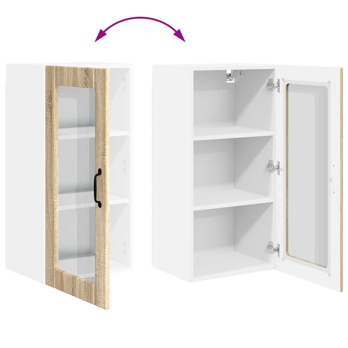 Nástěnná Skleněná Skříň Porto 2 Pcs Sonoma Dub Kompozitní Dřevo